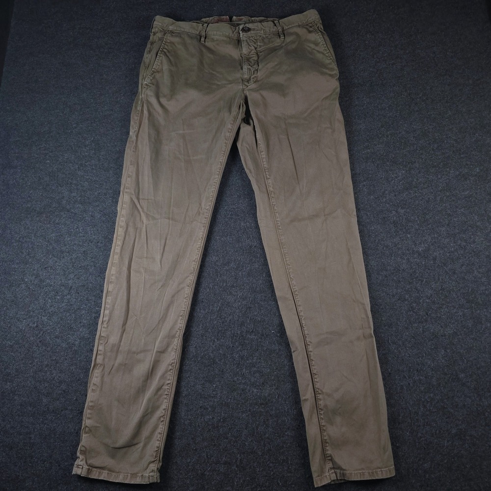 Incotex Slim Fit Chino Trousers Olive Khaki Brown PantsTwill Mens (Fits 32x33)